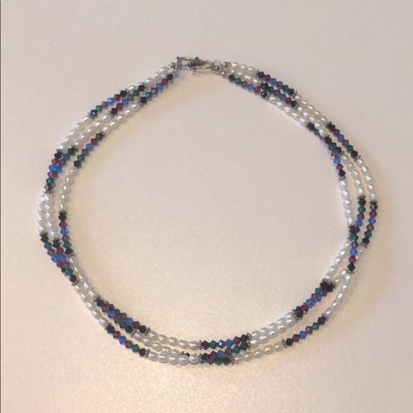 🎁 Swarovski crystal, freshwater pearl necklace - Picture 1 of 9